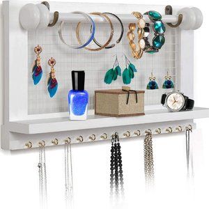 White Wall Mounted Jewelry Organizer
